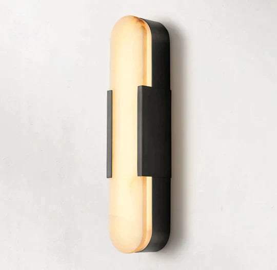 Koltin Melange Elongated Alabaster Wall Sconce, Modern Indoor Decor Wall Lamp Fixtures Wall Light Fixtures J-CHANDELIER Black H 20''