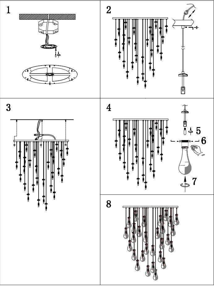 Modern Raindrop Chandelier Round / Rectangle For Living Room Dinning Room
