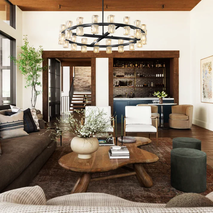 Reger Round Chandelier 36" 48" 60"-Chandelier-Merlin Lamps-36"-Brass-merlinlamps