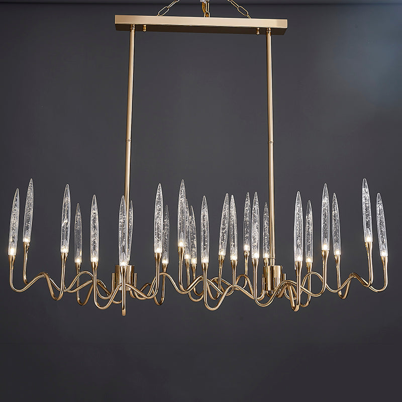 8141L Brass Glass Chandelier