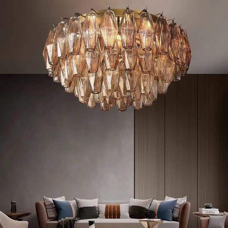 Renee Glass Round Flush Mount 24"
