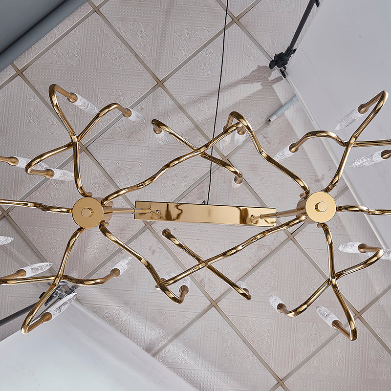 8141L Brass Glass Chandelier