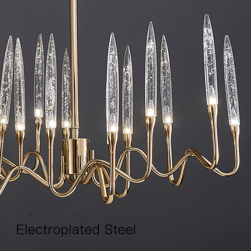 8141L Brass Glass Chandelier