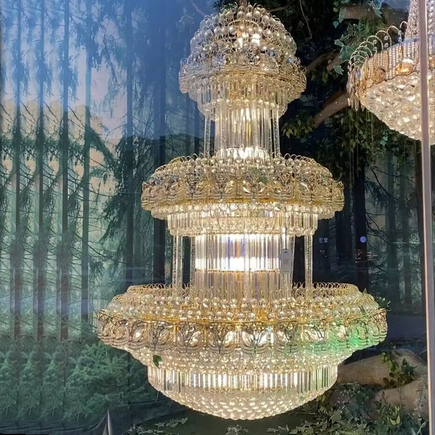 European style oversized crystal chandelier£¬3-layers round crystal light for 2-story/duplex buildings foyer/staircase/hallway/enytrway/living room,coffee shop,restaurant,hotel lobby