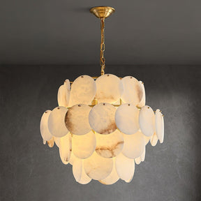 Alabaster Shell Brass Chandelier with 2/3/4/5/6 layer - Merlin Lamps