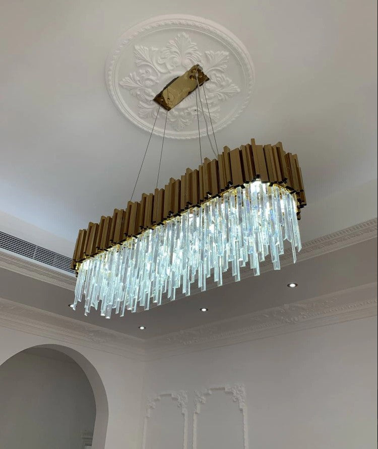 Gold/Silver Round Modern Tiered Metal Crystal Chandelier