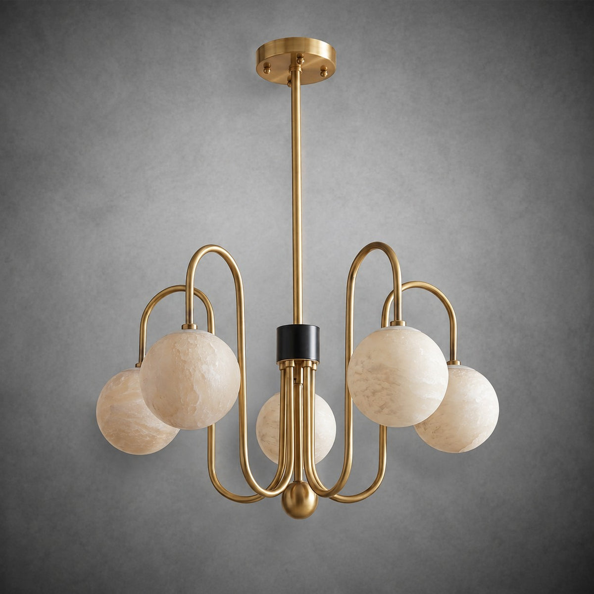 Brass Arc Alabaster Pendant Light