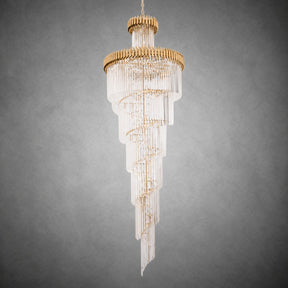 Crystal Spiral Chandelier – Gold Finish, 39‑in Diameter