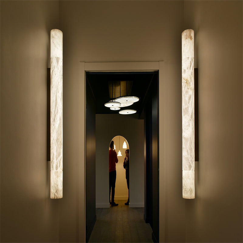 Garron Modern Alabaster Linear Wall Sconce Wall Light Fixtures J-CHANDELIER Brass 3'' W x 22'' H 