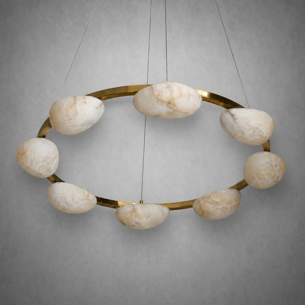 Ciottolo Modern Alabaster Ring Chandelier