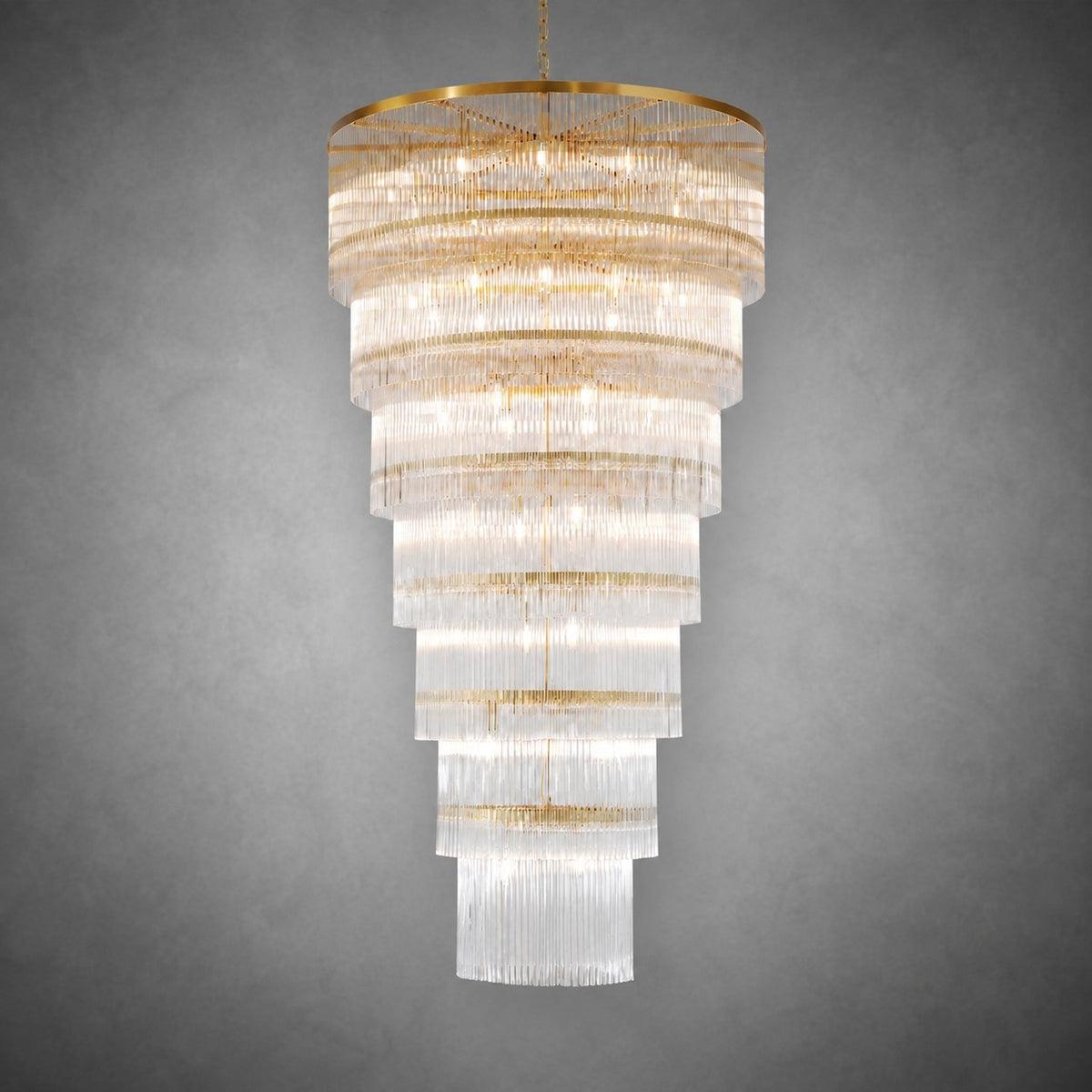 Seven-Tier Striped Column Staircase Chandelier 990 - Gold