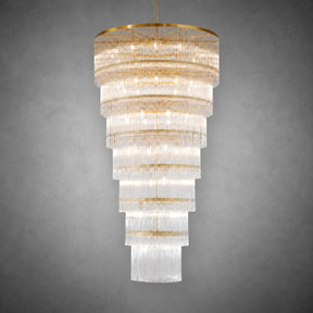 Seven-Tier Striped Column Staircase Chandelier 990 - Gold