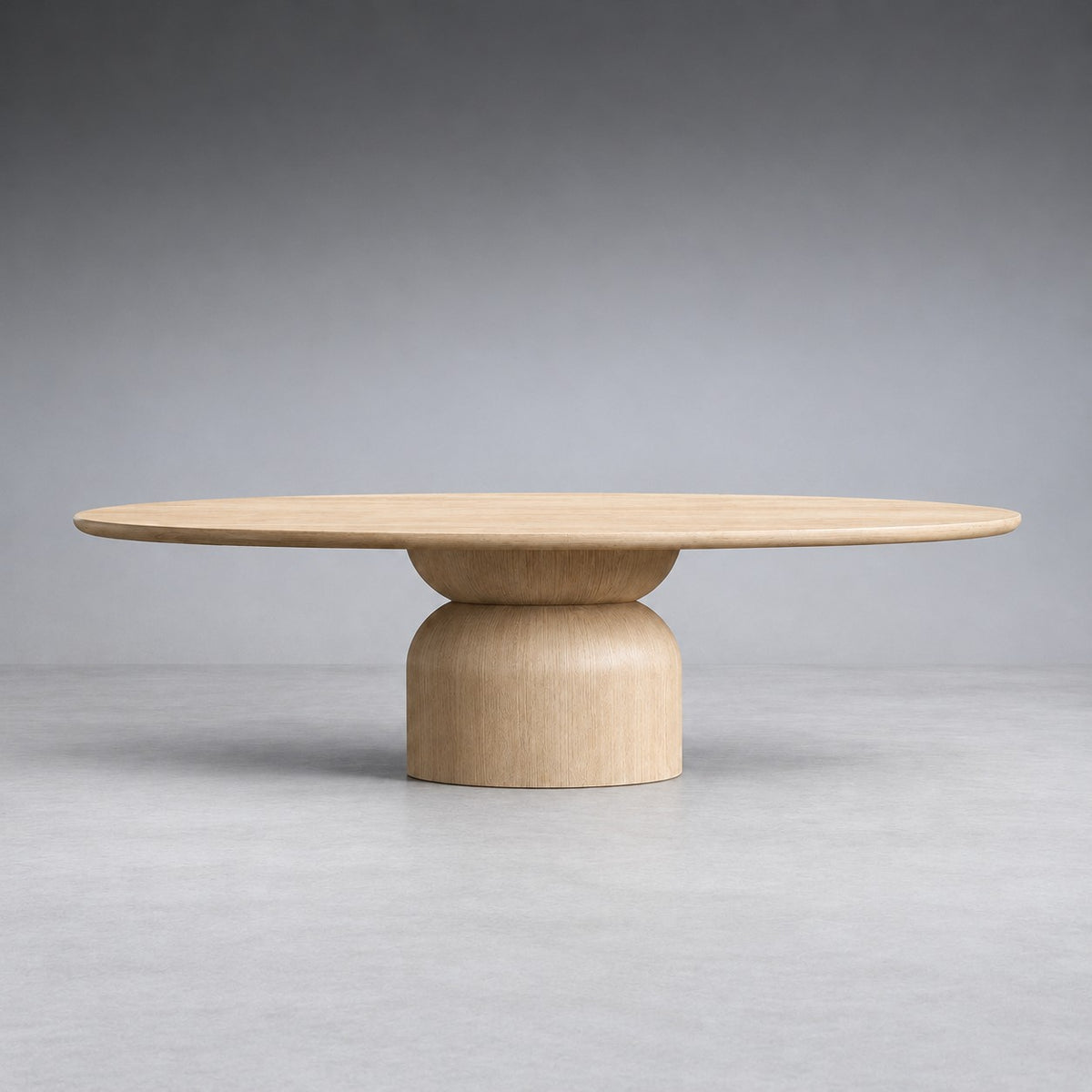 Hand-Sculpted Modern Oval Oak Dining Table