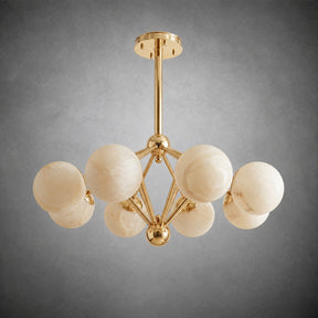 Brass 8-orb Alabaster Pendant Light