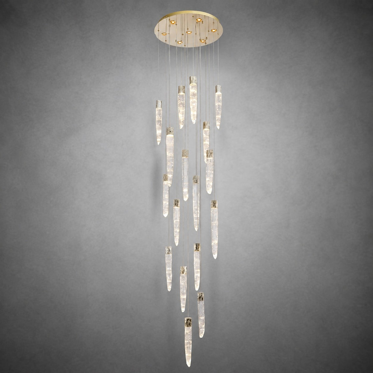 Halsey Icicle Crystal Glass Stairwell Chandelier 47" D
