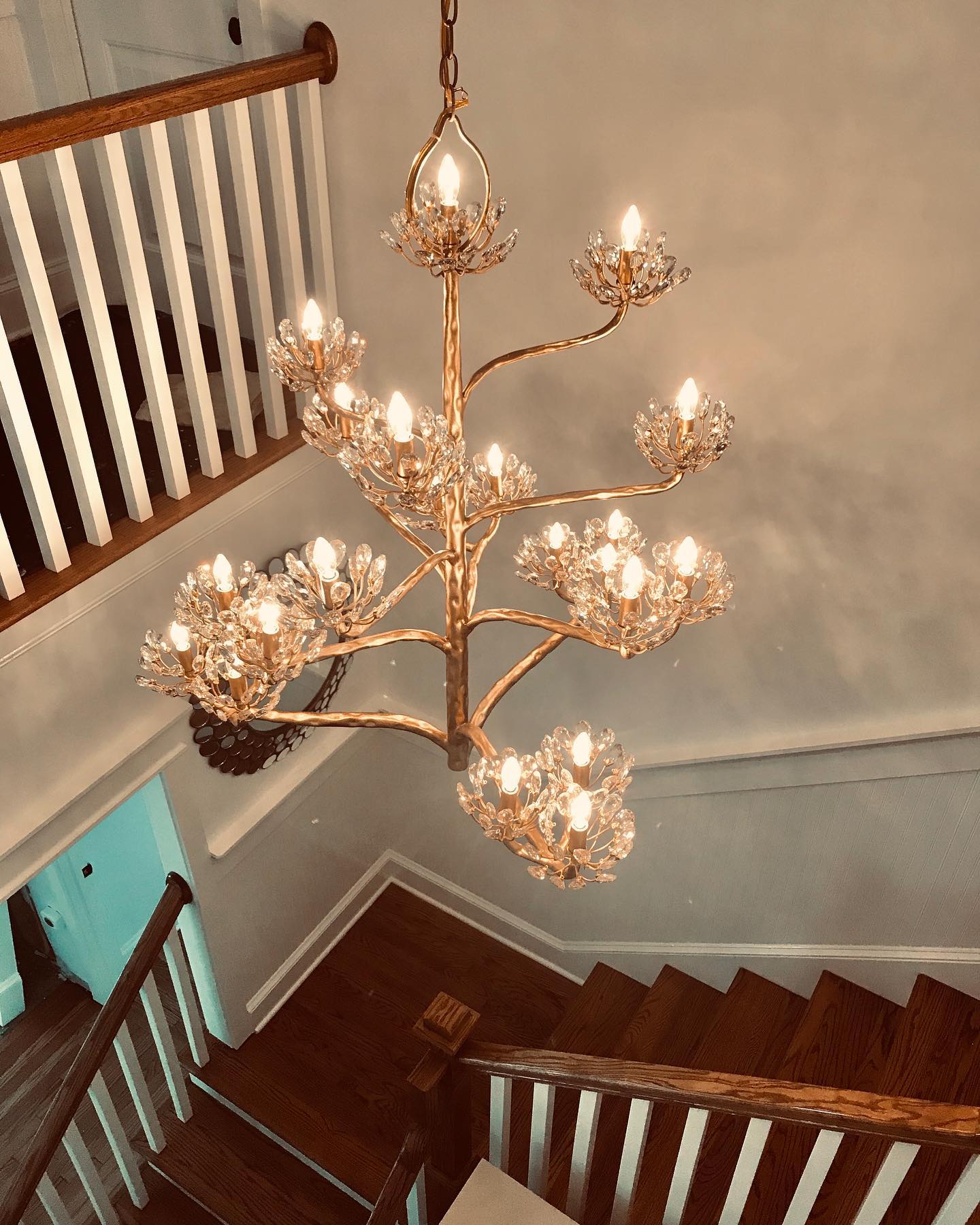 Luxury Branch Flower Chandelier in Gold for Living Room Staircase and Bedroom Lighting - Yovalighting
