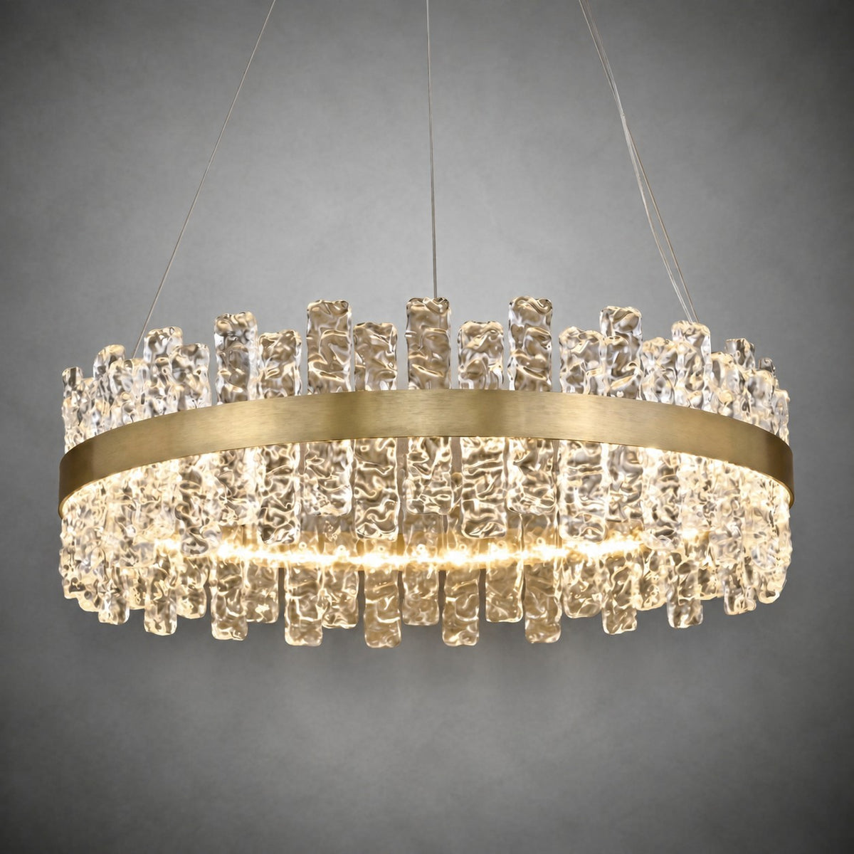 Brushed Gold Glass Fringe Modern Chandelier