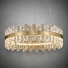 Brushed Gold Glass Fringe Modern Chandelier