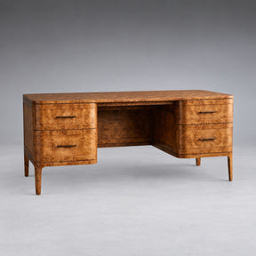 Mappa Burl Wood Curved Workspace Table