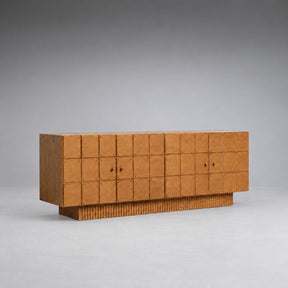 Geometric Fluted Plinth Wood Storage Console
