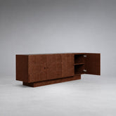 Geometric Fluted Plinth Wood Storage Console