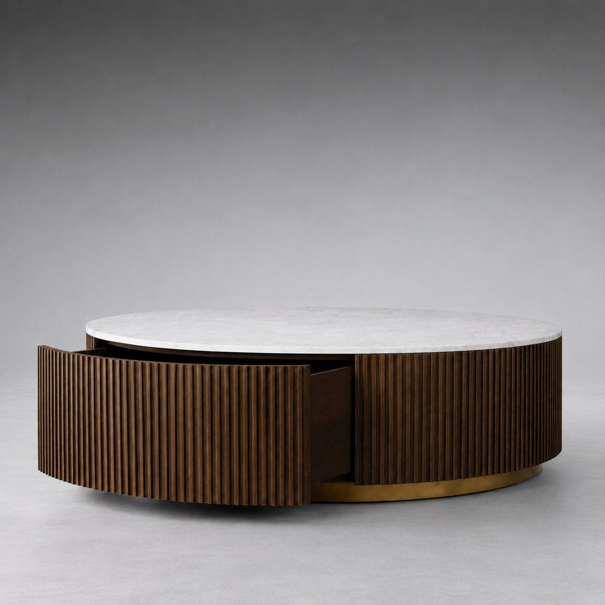 Stone Top Round Storage Coffee Table