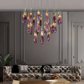 Eggplant-shaped Chandelier Purple Color - Merlin Lamps