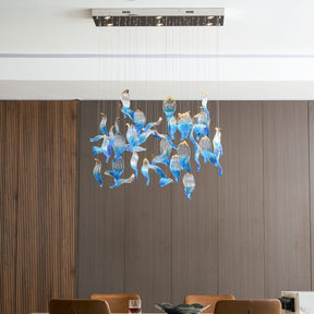 Galaxy Ocean Drift Blown Glass Crystal Spiral Chandelier