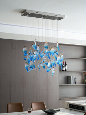 Galaxy Ocean Drift Blown Glass Crystal Spiral Chandelier