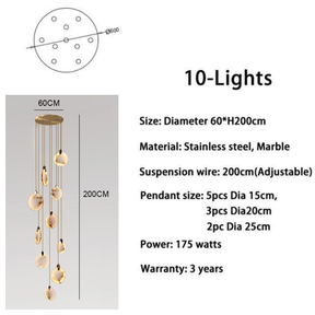 Alabaster Long Staircase Chandelier 5 styles