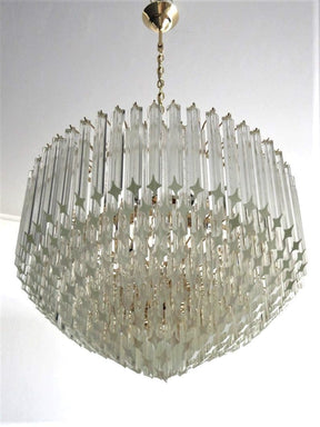Murano Glass Chandelier – Quadriedri – 265 prisms – Transparent