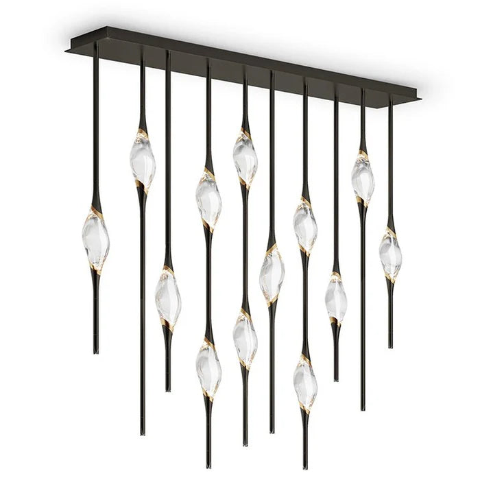 Pezzo Crystal Linear Chandelier  L51'' 59'' for Dining Table