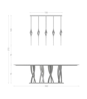 Pezzo Crystal Linear Chandelier  L51'' 59'' for Dining Table