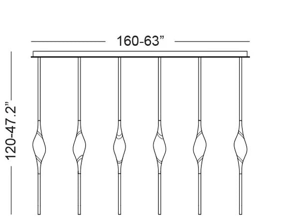 Pezzo Crystal Linear Chandelier  L51'' 59'' for Dining Table