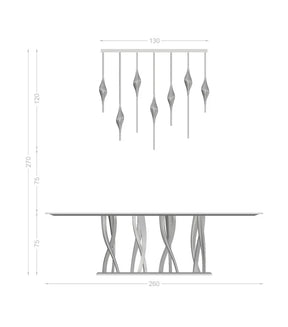 Pezzo Crystal Linear Chandelier  L51'' 59'' for Dining Table