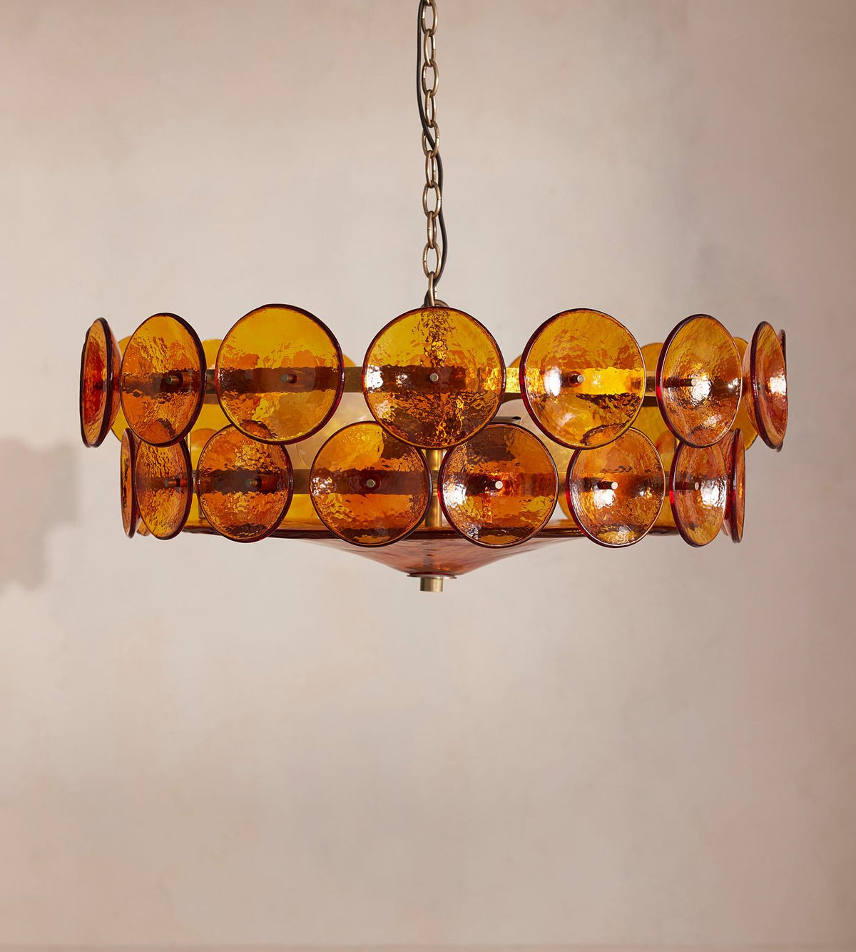 Solaris Amber Glass Disc Chandelier