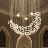 Sculptural Celestial Crescent‑Moon & Star Crystal Chandelier