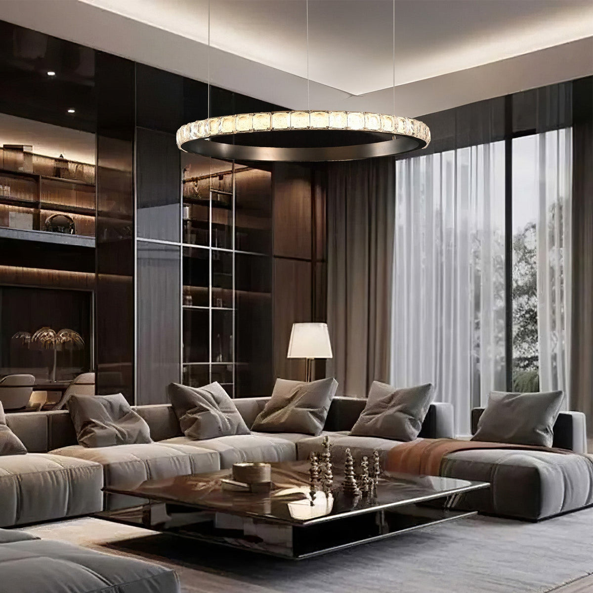 Drake Single-Ring Crystal Chandelier