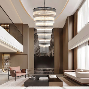 Seven-Tier Striped Column Staircase Chandelier D990 - Black
