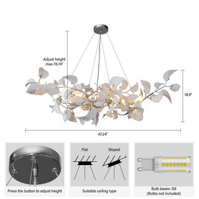 Ceramic Ginkgo Leaf Rectangula Chandelier