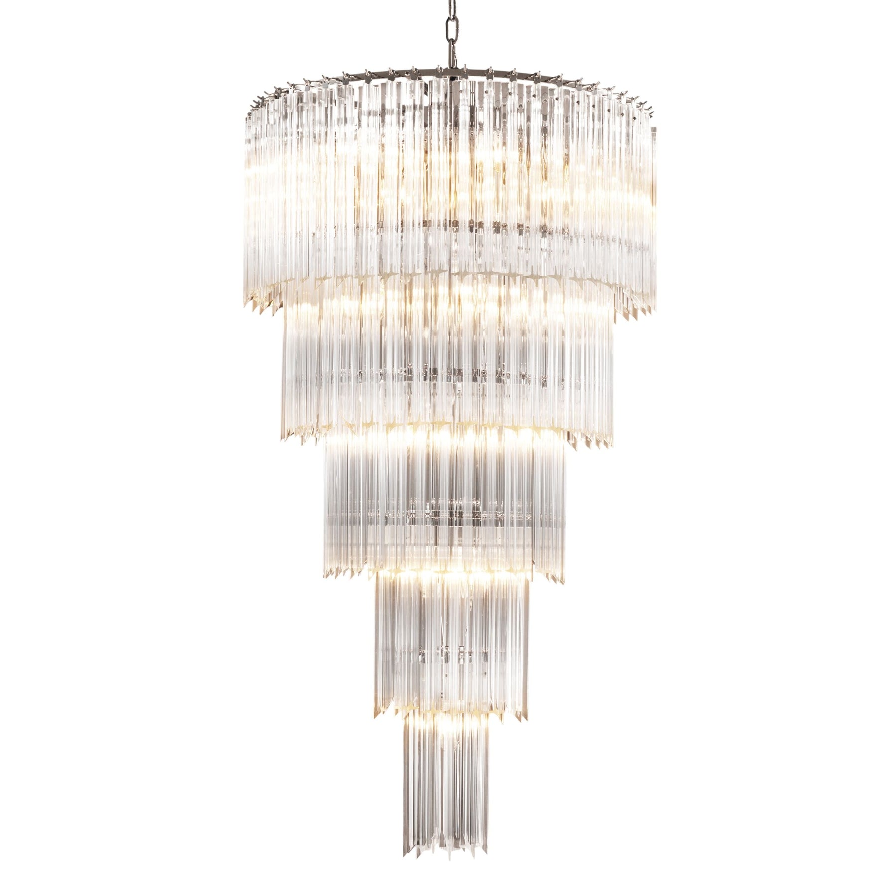 Briony Modern Glass Chandelier - Nickel