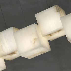 Vasilia Alabaster Cubic Pendant For Dining Table, Kitchen Island Pendant