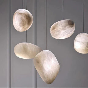Merlin Laurel Handcrafted Alabaster Pendant Light, Natural Stone Lamp