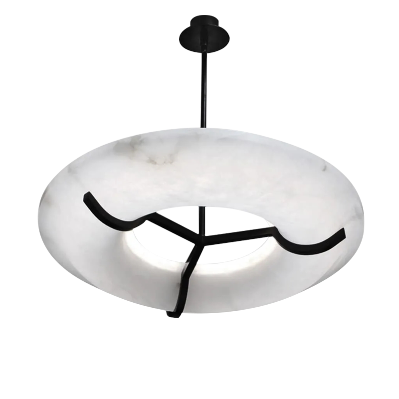 Glacera Modern Round Alabaster Dining Room Chandelier - Yovalighting