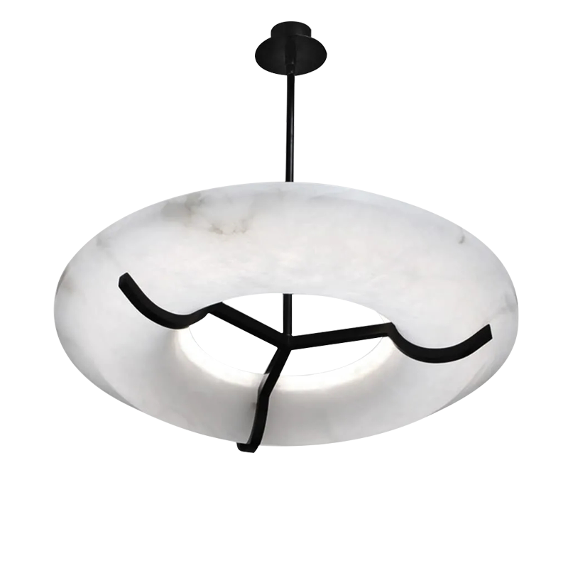 Merlin Isla Round Alabaster Dining Room Chandelier, Modern Lamp