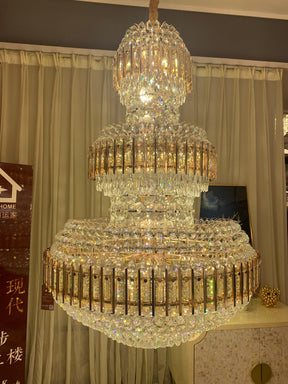 American Luxuary multi level crystal chandelier hotel lobby hall living room - Merlin Lamps