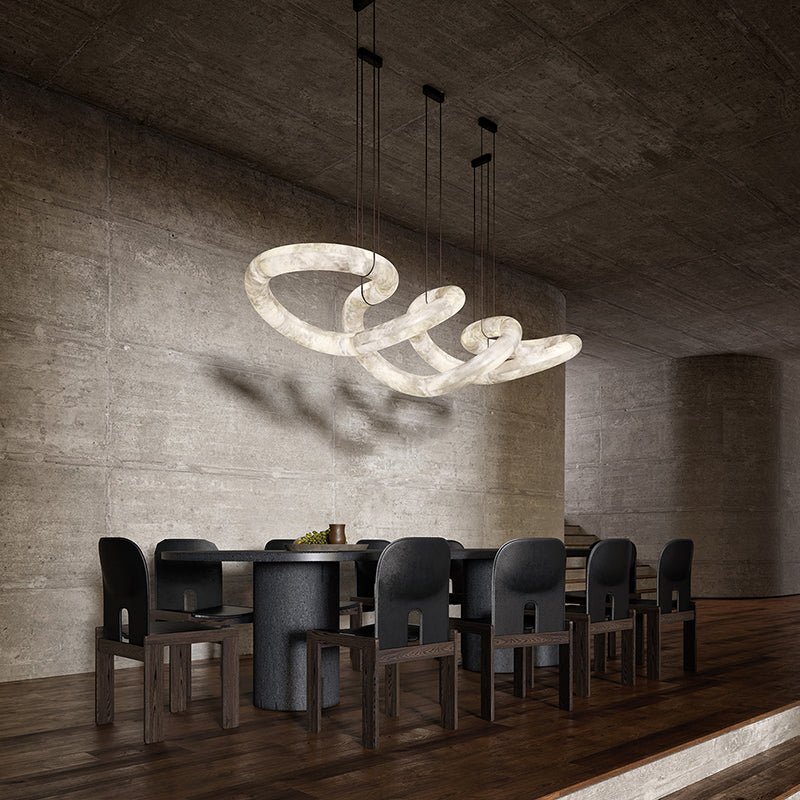 Oslo Designer Inspired Double Loop Symmetrical Alabaster Pendant Light