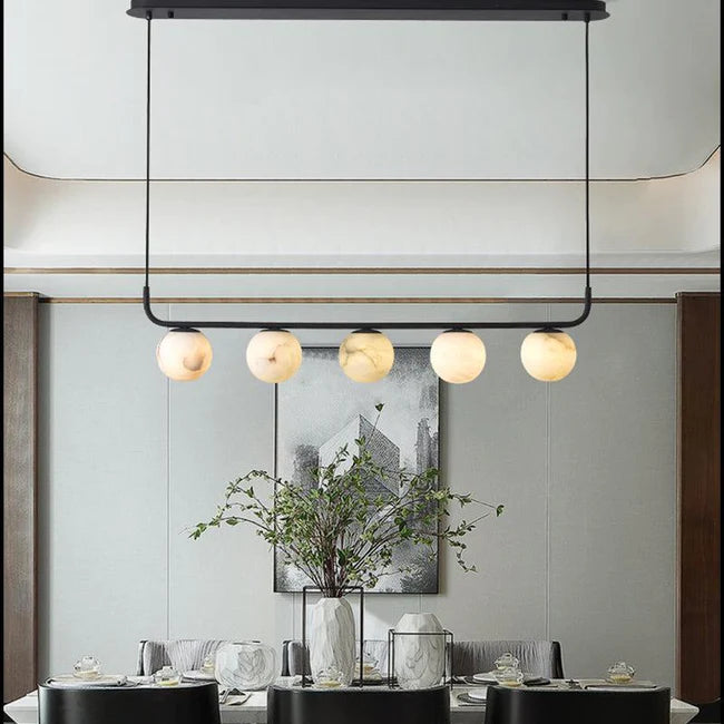 Merlin Modern Luxury Alabaster Global Kitchen Island Pendant 5 Lights