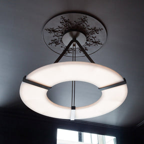 Merlin Madge Round Alabaster Plate Chandelier,  Illumination Lamps