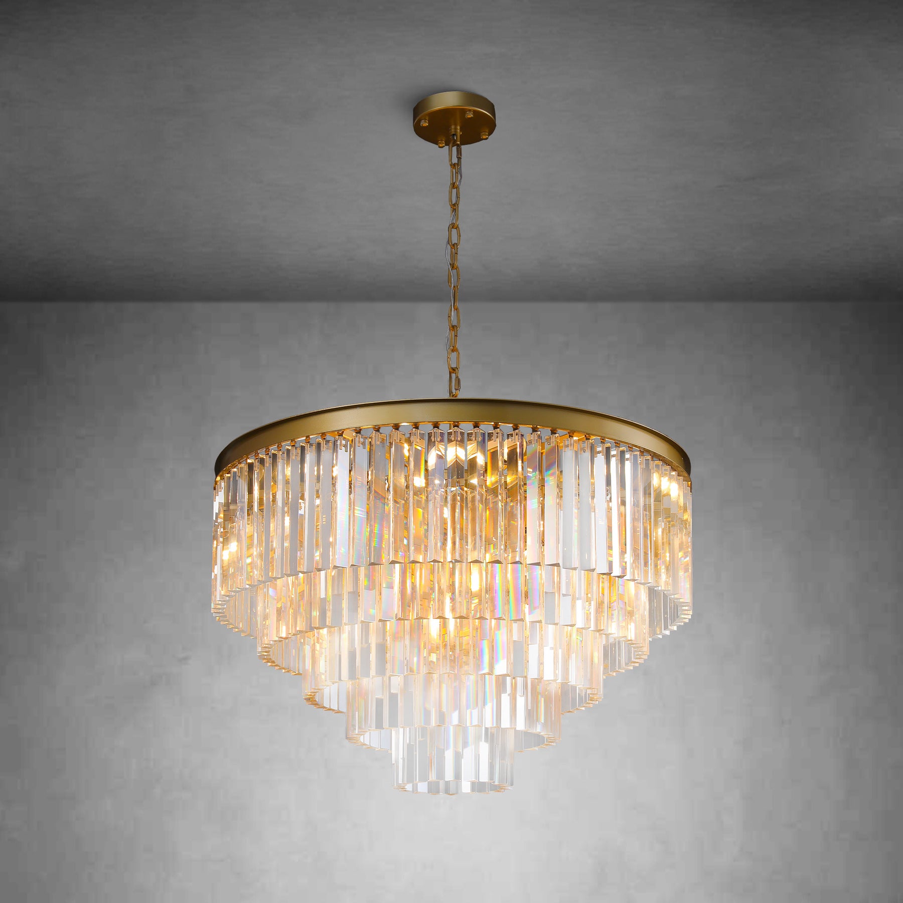 Odiana Series K9 Crystal Tiered Round Chandelier 19" 31" 43" Chandelier For Living Room Dinning Room